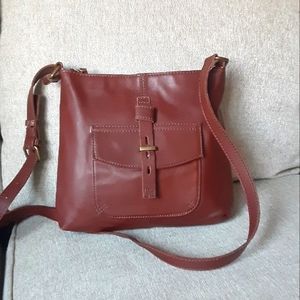 Lucky Brend cognac Medina leather crossbody bag